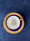 Minton Cobalt & Gold Encrusted Demitasse Cup & Saucer
