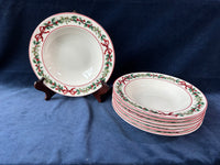 Set Of 7 William Roberts Holiday Garland Rimmed Soup Bowls