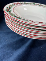 Set Of 7 William Roberts Holiday Garland Rimmed Soup Bowls