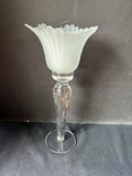 Flower Shape Frosted Glass Stem Candle Holder / Vase (2 Available, Priced Individually)