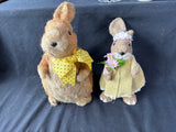 Lot Of 2 Straw Bunny Figurines