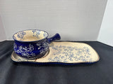 8-Piece Floral Lace-Blue Soup Mug & Sandwich Set (B) *Read Description*