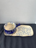 8-Piece Floral Lace-Blue Soup Mug & Sandwich Set (B) *Read Description*