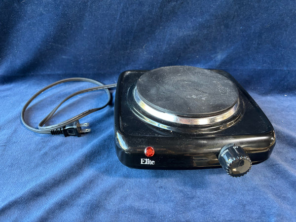 Elite Gourmet Single Cast Electric Burner Hot Plate Model ESB-301BF, Powered On