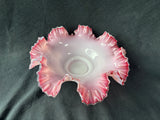 Fenton Style Peach Crest Bowl Ruffled Edges