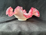 Fenton Style Peach Crest Bowl Ruffled Edges