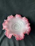 Fenton Style Peach Crest Bowl Ruffled Edges