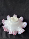Fenton Style Peach Crest Bowl Ruffled Edges