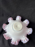 Fenton Style Peach Crest Bowl Ruffled Edges