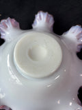 Fenton Style Peach Crest Bowl Ruffled Edges