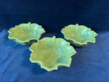 Set Of 3 Avellino Green by Tabletops Gallery Soup Bowl Embossed Leaf Shaped