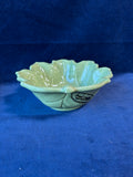 Set Of 3 Avellino Green by Tabletops Gallery Soup Bowl Embossed Leaf Shaped