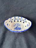 Delft Blue Bowl Hand Painted Reticulated Hearts Windmill Holland