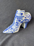 Victorian Style Boot Vase Cobalt Blue & White Porcelain