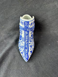 Victorian Style Boot Vase Cobalt Blue & White Porcelain