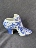 Victorian Style Boot Vase Cobalt Blue & White Porcelain