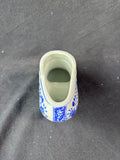 Victorian Style Boot Vase Cobalt Blue & White Porcelain