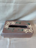 Floral Pottery Tissue Box Cover; Signed *Read Description*