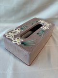 Floral Pottery Tissue Box Cover; Signed *Read Description*