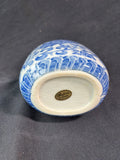 Andrea by Sadek Blue and White Porcelain Oval Floral Vase
