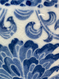 Andrea by Sadek Blue and White Porcelain Oval Floral Vase