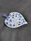 Blue And White Ceramic Leaf-Shaped Trinket Dish