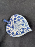 Blue And White Ceramic Leaf-Shaped Trinket Dish