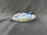 Blue And White Ceramic Leaf-Shaped Trinket Dish