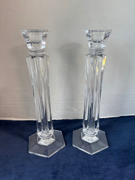 Pair Of Mikasa Cut Crystal Tall Candle Holders