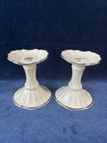 Pair Of Lenox Symphony Candlesticks Silver Trim