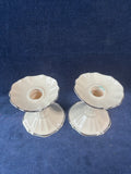 Pair Of Lenox Symphony Candlesticks Silver Trim