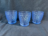 Set Of 3 Villeroy & Boch Boston Blue Double Old-Fashioned Rocks Glasses Diamond