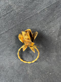 Set Of 8 Gold Tone Metal Floral Napkin Rings
