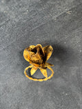 Set Of 8 Gold Tone Metal Floral Napkin Rings