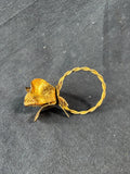 Set Of 8 Gold Tone Metal Floral Napkin Rings