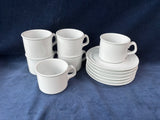 Dansk Cafe Blanc Flat Cup And Saucer Set- 12 Pieces (2 Sets available, Priced Individually)