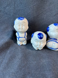 Set Of 5 Blue And White Porcelain Asian Inspired Figurines