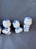 Set Of 5 Blue And White Porcelain Asian Inspired Figurines