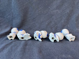 Set Of 5 Blue And White Porcelain Asian Inspired Figurines