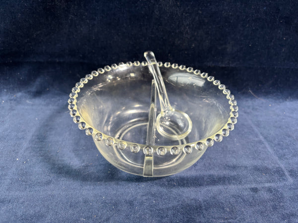 Imperial Glass Candlewick Divided Mayo Mayonnaise Bowl With 1 Spoon