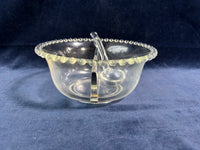 Imperial Glass Candlewick Divided Mayo Mayonnaise Bowl With 1 Spoon