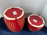 Set Of 2 Red Ceramic Kitchen Canisters With Decorative Lid