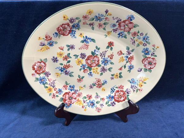 Longaberger Pottery Spring Floral Oval Platter