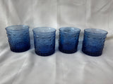 Mikasa Style Tender Leaves Cobalt Blue Low Ball Glasses Set Of 4 (2 Sets Available, Priced Individually)
