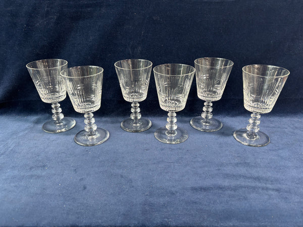 Set Of 6 Tiffin Cut Crystal Water Goblets