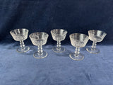 Set Of 5 Tiffin Cut Glass Sherbet Glasses