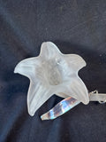 Hand Blown Frosted Glass Bud Vase W/ Silver Flecks Silver Plate