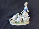 Gerold Porzellan Bavaria Western Germany Woman Girl With Geese Figurine *Read Description*
