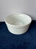 White Ribbed Round Cassarole Dish