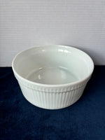 White Ribbed Round Cassarole Dish